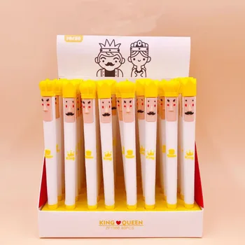 

4 Pcs/set Kawaii King Queen Crown Silicone Gel Pens 0.5mm Black Ink Signature Pens School Office Supply Gift Stationery