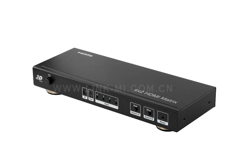 LINK-MI LM-MX42 аудио видео 4x2 HDMI матричный с ИК Поддержка со сверхвысоким разрешением Ultra HD, 4 K x 2 K(3840x2160@ 30 Гц