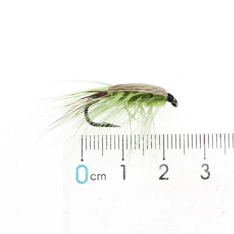 Isca de Pesca 10 Pcs #6 Inseto Isca Truta Moscas Caddis Ninfa Mosca Farpado Anzol Anzol Verme Lanoso Marrom Cabelo Veados Truta Besouro Voar 2 Ninfa Mosca Farpado Anzol Anzol Verme Lanoso
