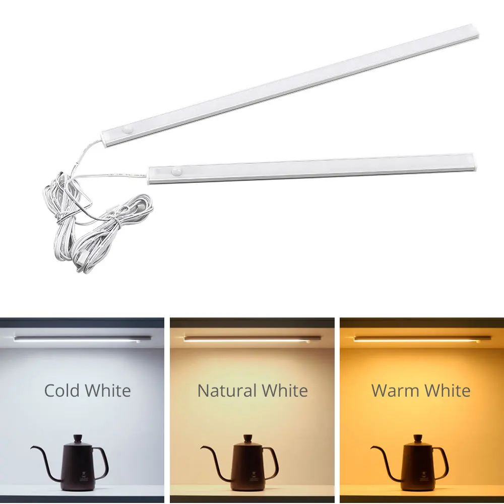 12V LED Under Cabinet Light Strip Bar Aluminnum Motion Sensor Lamp Strip Kitchen Wardrobe Cabinet Lighting 6W/8W/10W Night Light