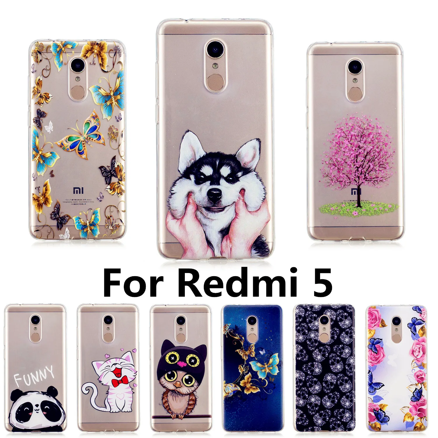 animals patterned cases 5.7&quot for Xiaomi Redmi 5 soft TPU silicone back covers Redmi5 case 360 Full Protective Phone housing |