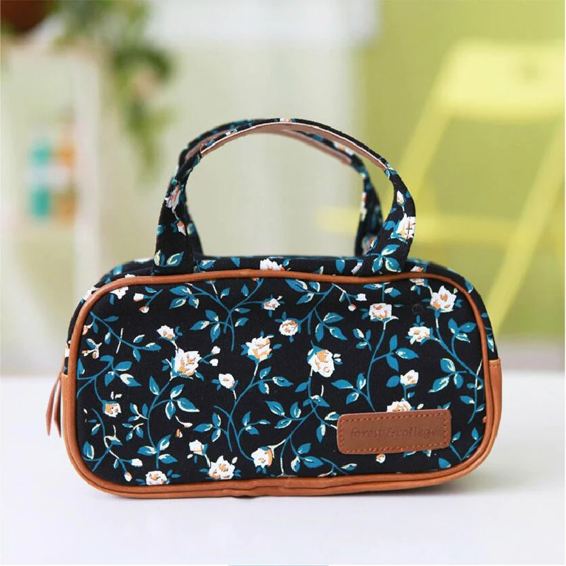 

Fashion Cosmetic Bags flower design Women Travel cosmetic organizer bag Print Travel Makeup Bag 21*7.5*12cm