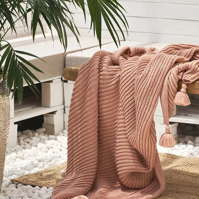 

Knitted Thread Throw Blanket Soft Warm Decorative Home Decor Comforter For Adults On The/Bed/Sofa/Plane/Travel Bedspread