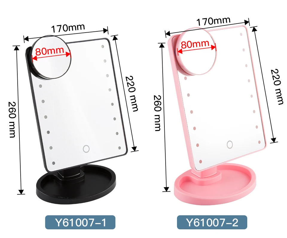 Frap 16 светодиодный сенсорный экран зеркало для макияжа 1X 10X настольная столешница яркая Регулируемая USB кабель для ванной зеркала Y61007