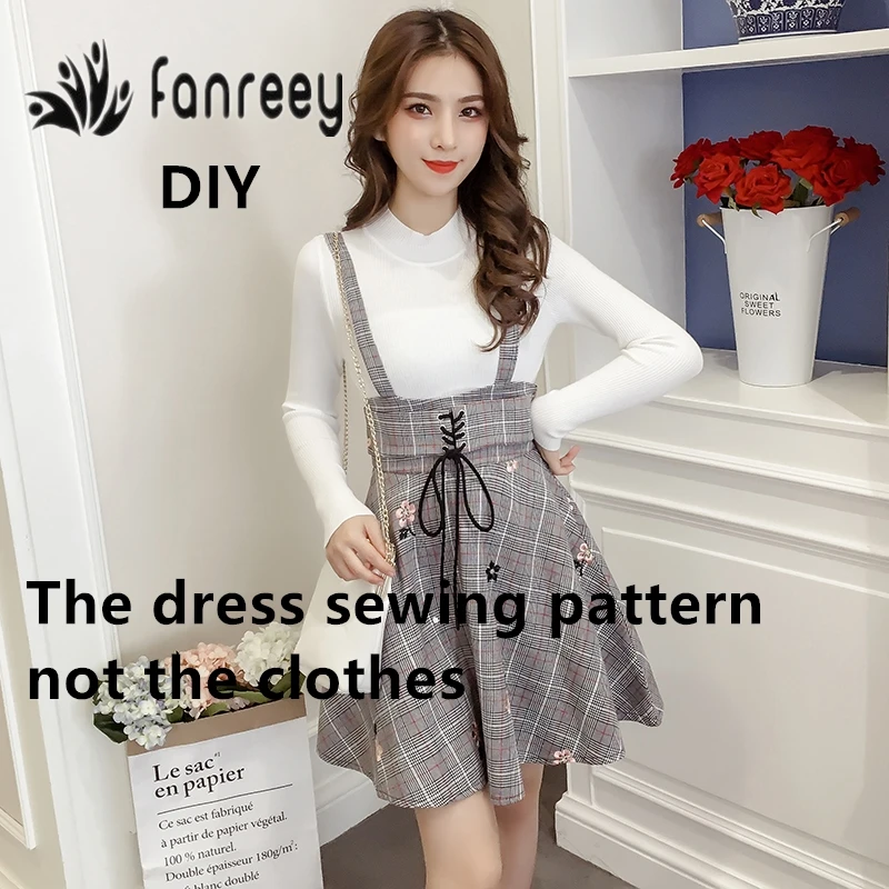 

Ladies' High Waist Strap Dress Sewing Pattern Template Cutting drawing Clothing DIY M08
