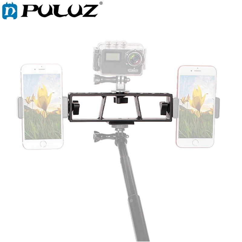 

PULUZ Multi-camera Stand Clip Bracket Holder with 3 x 1/4 inch Threads Screw For Live Broadcast Vlogging Recording