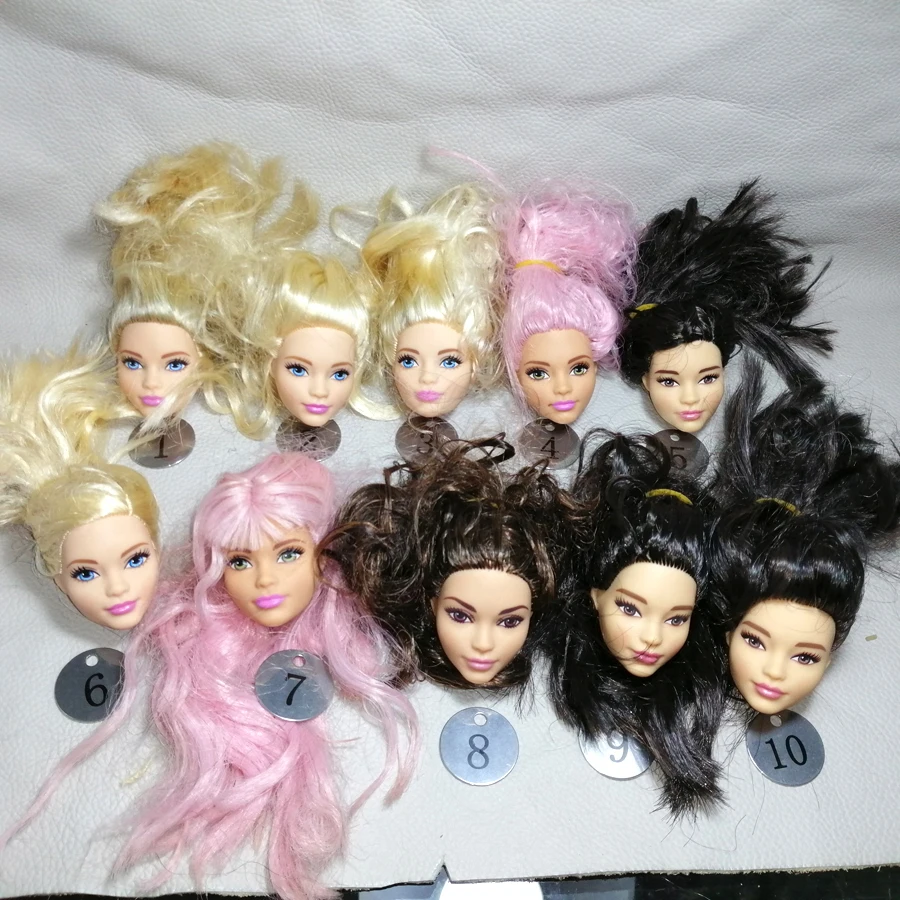 

B111-2 Original Foreign trade South Asia Calm Beauty 1/6 OOAK NUDE Rarely doll head mussed Dark brown hair for DIY 90% NEW