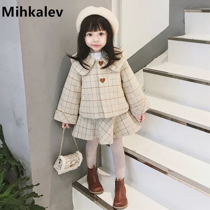 Осенне зимняя одежда Mihkalev для маленьких девочек 2018 Модный комплект детской