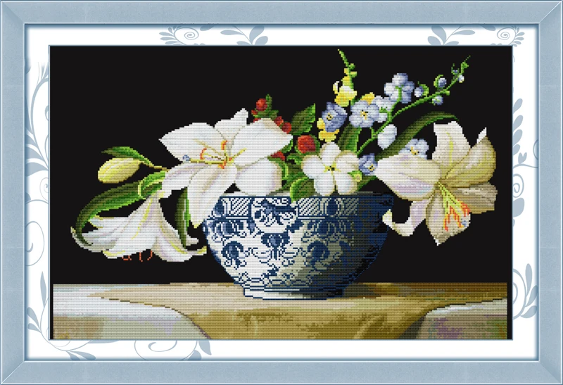 

Perfume lily Cross Stitch Kits 11CT Printed 14CT Cross Stitch Set DIY Chinese Cotton Cross-stitch Counted Embroidery Needlework