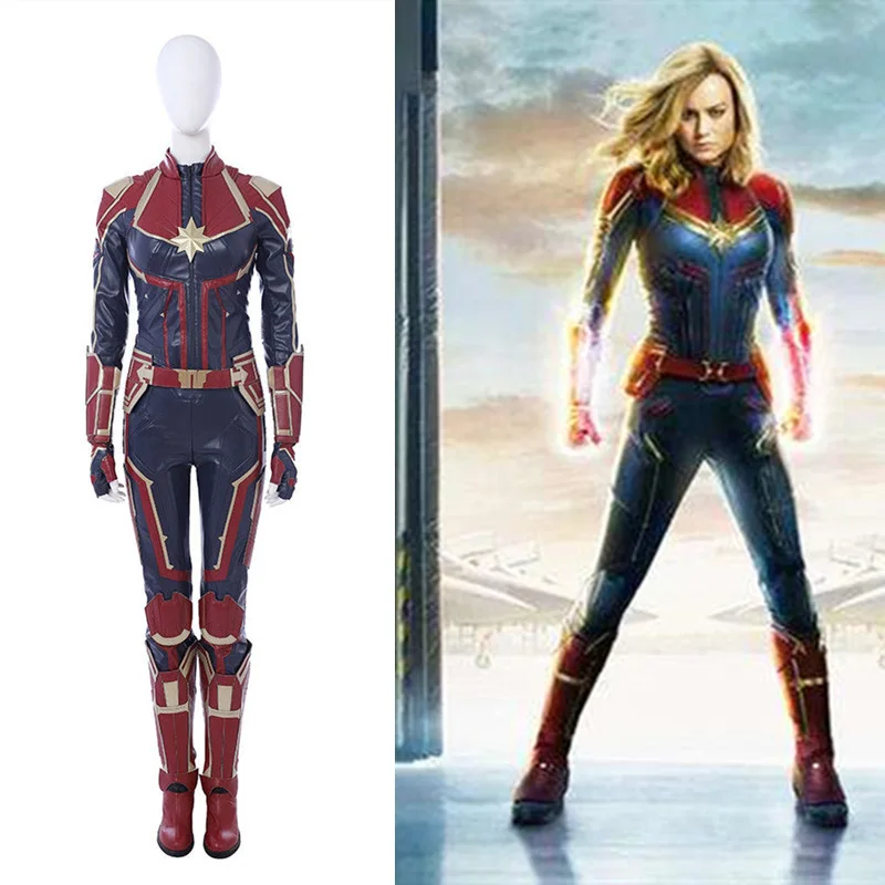 

Captain Marvel The Avengers Cosplay Suit Halloween Costume Leather Outfit Custom Made