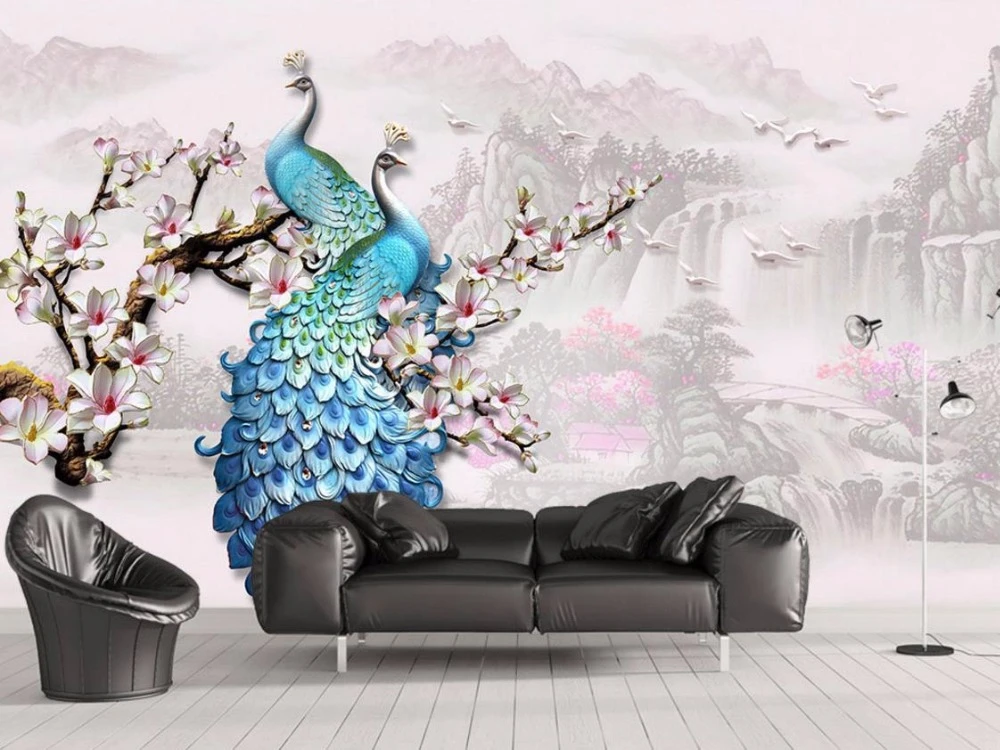 新しい中国壁壁画リアルな孔雀動物の3d壁紙リビングルーム寝室不織布テレビの背景の壁の壁紙3d Wallpapers For Living Room Wallpaper 3dwall Wallpaper Aliexpress