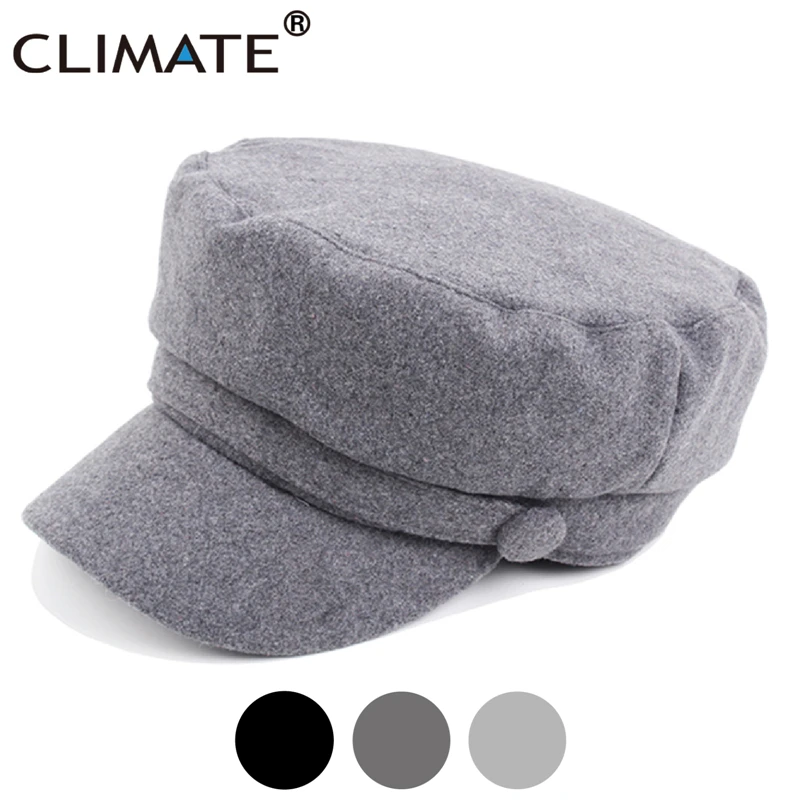 

CLIMATE Women Fashion Navy Cap New Spring Military Army Caps Sailor Punk Blank Cool Hat Woolen Warm Marine Hat Caps for Woman