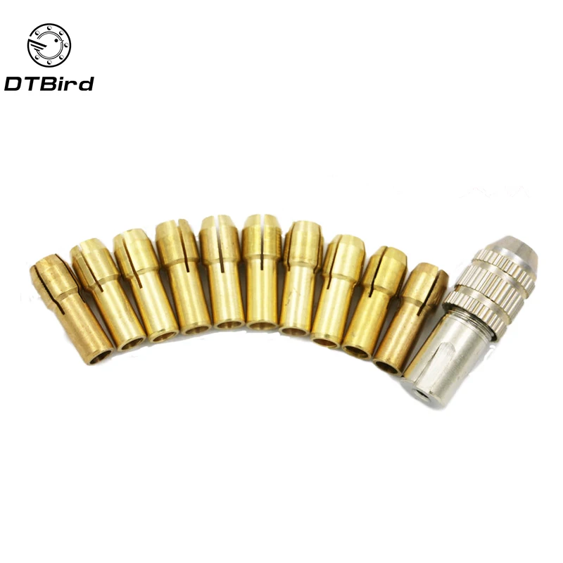 

11pcs Drill Chucks Bits Brass Collet Mini Drill Chuck for Dremel Rotary Tool Dia 0.5mm-3.2mm Power Tool Accessory