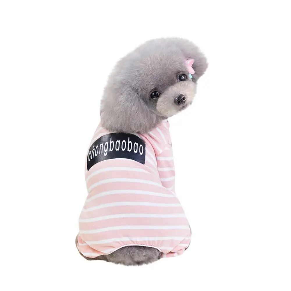 pet clothes Эластичная нижняя рубашка собачий полосатый хлопок теплая зимняя футболка кошка щенок Cosstume одежда простая j одежда 4lp - Цвет: pet clothes