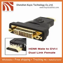 5 шт./партия!+ номер отслеживания! HDMI штекер на DVI-I двойной разъем(24+ 5) конвертер/hdmi/m на dvi-i(24 5)/f адаптер