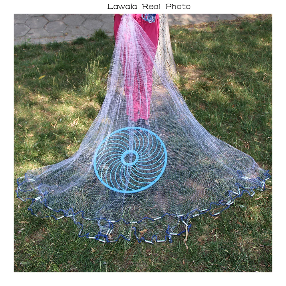 Rede de Pesca Rede de Pesca com Anel Lawaia Fundição Diâmetro Cm-720 cm Buraco Profundo Estilo Americano Mão Jogando Rede Pequena Malha com Anel Net 240 6 High Quality Esporte e Lazer