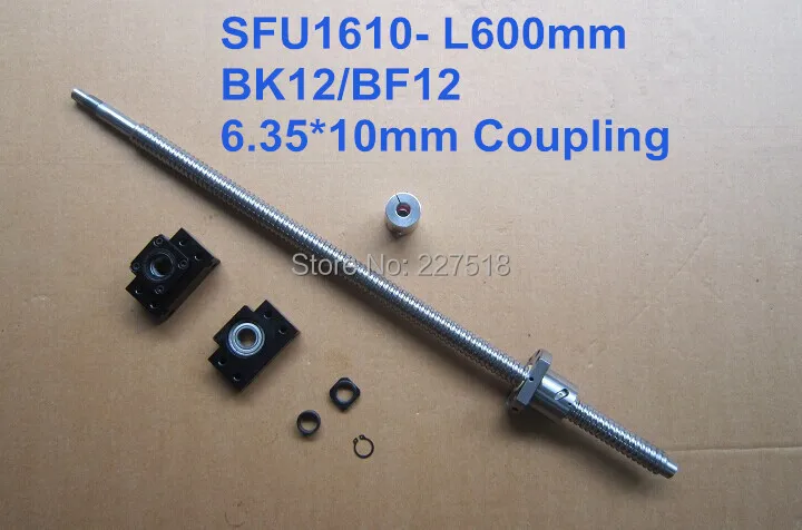 

Ballscrew 1610 - 600mm + METAL DEFLECTOR SFU1610 Ballnut + BK12 BF12 support + shaft coupling