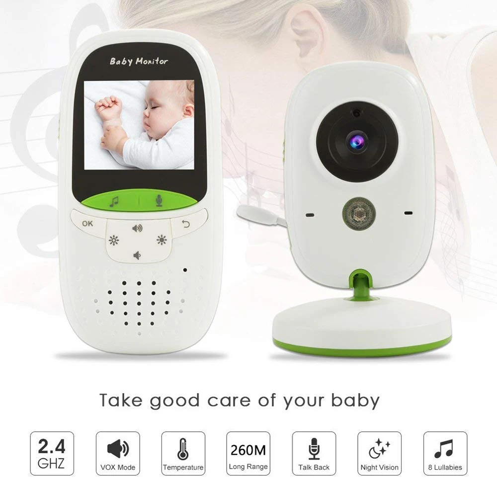 VB602 Wireless Video Baby Monitor 2.0 Inch Nanny Camera 2 Way Talk Night Vision IR LED Temperature Monitor Infant Baby Sleep Cam