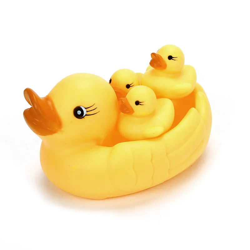

Cute Lovely Mummy And Baby Rubber Race Squeaky Ducks Family Bath Toy Kid Game Toys 1 Big 3 Small Duck Taking Shower Toy 5.10