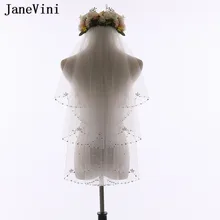 JaneVini цвета слоновой кости короткая свадебная фата с расчески жемчужные бусины 2 слоя свадебная вуаль волосы свадьба тюль невесты быть аксессуары