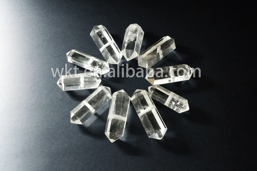 quartz ponto pingente de pedra duplo