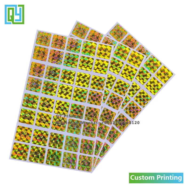 10000pcs 16x16mm 무료 배송 사용자 정의 인쇄 골드 레이저 호 일 물개 3D 황금 인쇄 보안 포장 브랜드 이름 로고 레이블