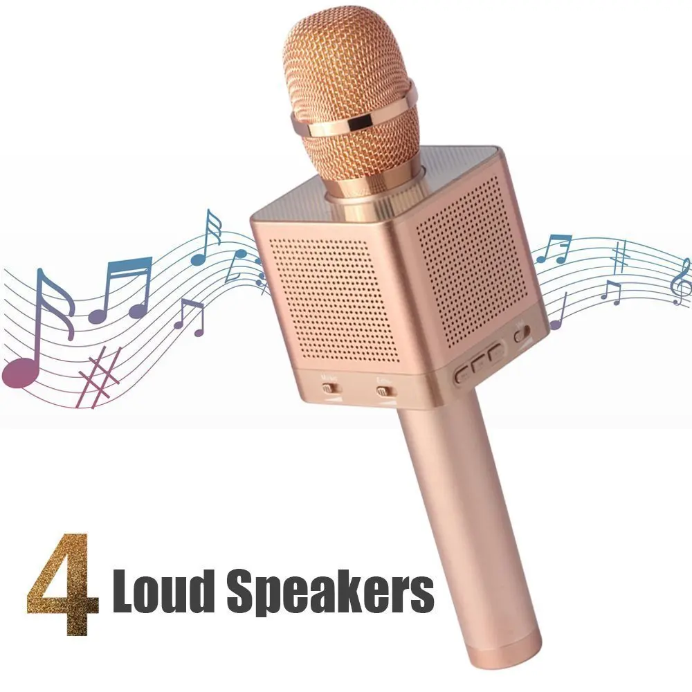 

Q10S Multi-functional Professional Handheld Removeable Battery Microphone TF-Card-Insert Karaoke Player With 4 Speakers For Gift