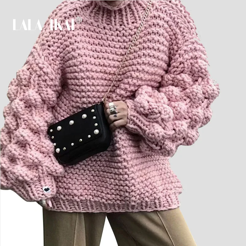 LALAIKAI High Street зимние пуловеры дамы 7 цветов Длинные Фонари рукав мяч свитер Chic