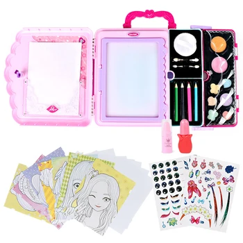 

1 Set Makeup Painting Toy Lovely Multi-function Handle LED Colorful Make up Toy Drawing Board for Girls Kids Children