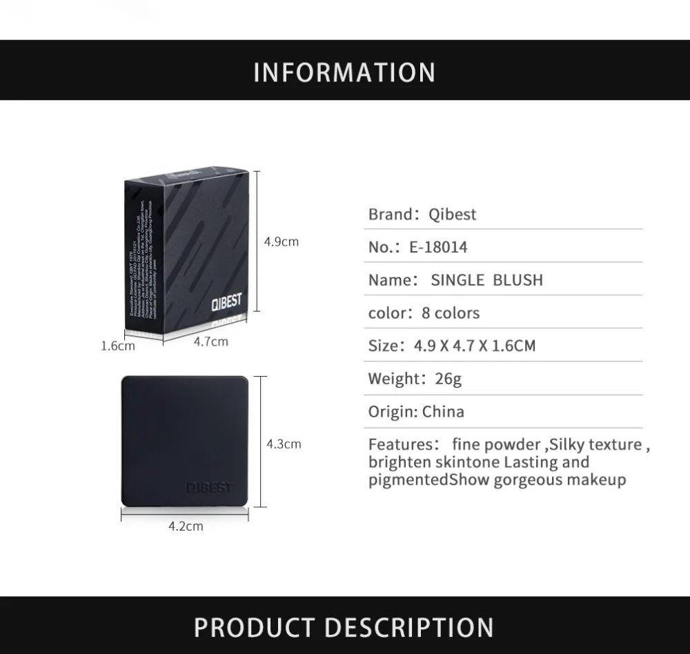 Qibest, 8 цветов, нежные Румяна для макияжа, пудра, натуральный стойкий Румяна для щек, основа для макияжа лица