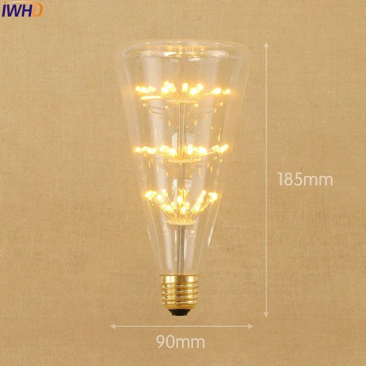 IWHD Star E27 220V 3W светодиодный светильник винтажный лампочка лампа Эдисона в стиле