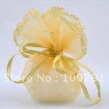 FTW554! 500 шт. золото 26 см круглый пользу органзы мешок свадьба сумка подарочные пакеты круг