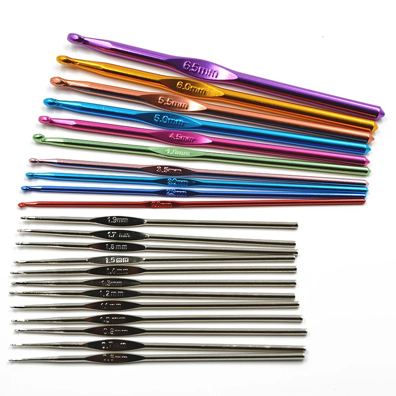22Pcs-Set-Multi-colour-Aluminum-Crochet-Hooks-Needles-Knit-Weave-Craft-Yarn-Sewing-Tools-Crochet-Hooks