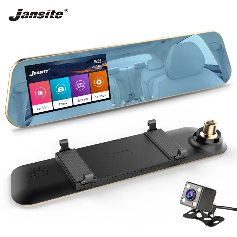 

Jansite 4.3" FHD Car DVR Touch screen dash camera Dual Lens screen Auto Camera Video Recorder Rearview mirror with Backup camera