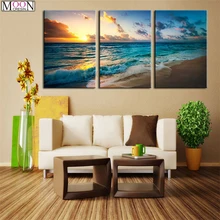 5D DIY Алмазная картина с крестиком Триптих морской пляж пейзаж