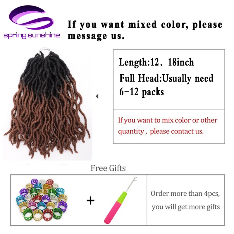 Spring sunshine Goddess Nu Locs Soft Crochet Hair Braids 12 18Inch Faux Locs Curly Synthetic Hair Pre Loop Crochet Braiding