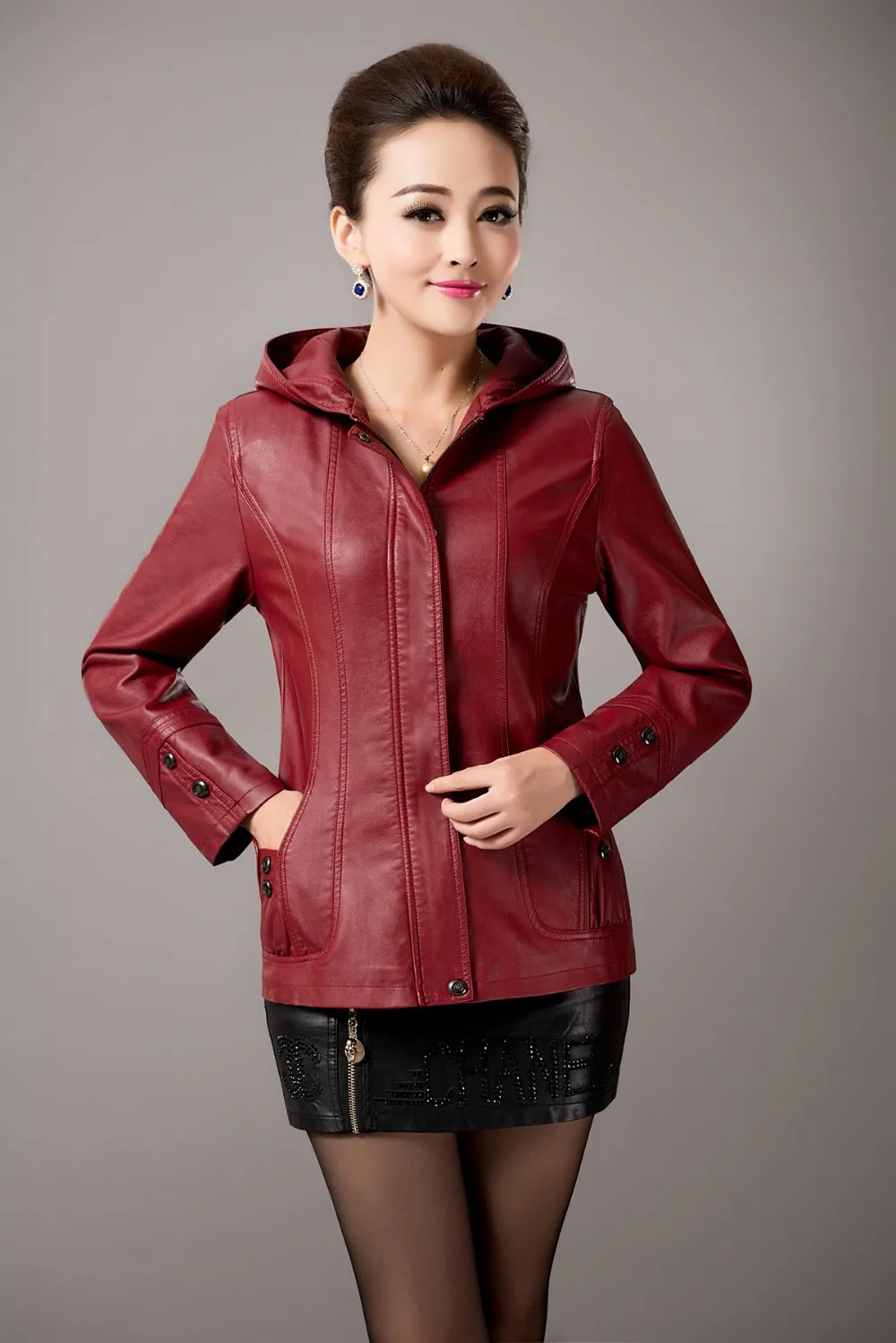 Женская куртка из искусственной кожи с длинным рукавом, модное кожаное пальто высокого качества, женская одежда из кожи с капюшоном размера плюс M-5XL, пальто