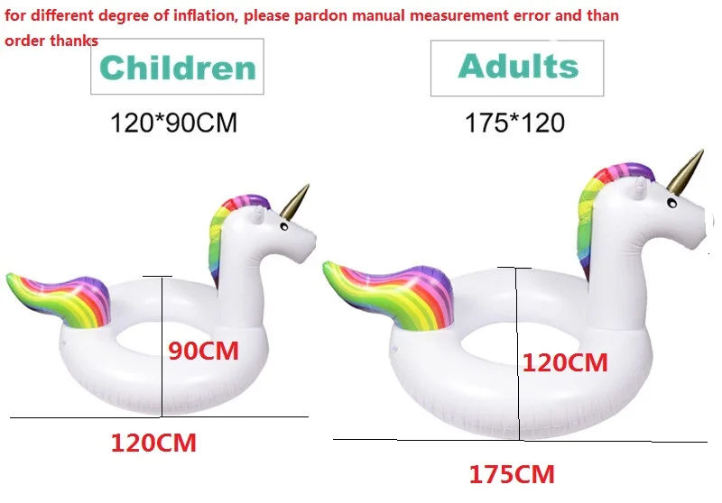 Надувной Радужный Единорог, бассейн, поплавок, кольцо для бассейна, вечерние надувные поплавок, спасательный круг для детей и взрослых - Цвет: 175cm