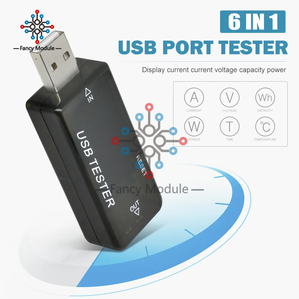 8В1 ЖК-дисплей электрическая мощность USB Емкость тестер напряжения измеритель тока монитор вольтметр Амперметр Емкость тестер мощности черный корпус