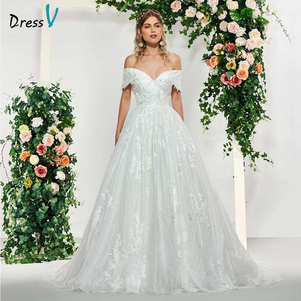 Элегантное бальное платье Dressv цвета слоновой кости с открытыми плечами и