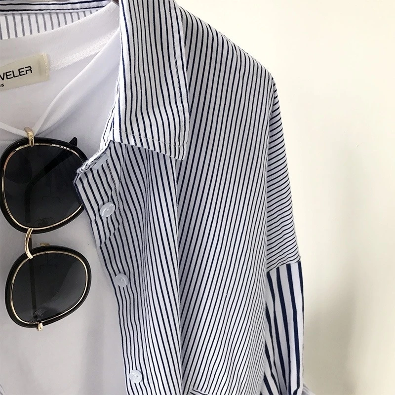 Shirts Women Long Sleeve Striped Casual Fashion High Quality Loose Womens Clothing Korean Style Simple All-match Elegant Summer