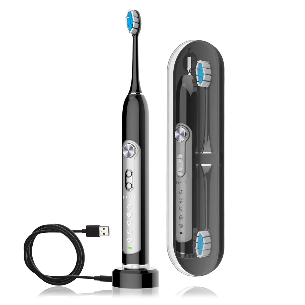 

Premium Electric Toothbrush Rechargable Sonic Toothbrushes 5 Modes with 3 Brushhead IP67 Waterproof PDA Certificated Brush Teeth