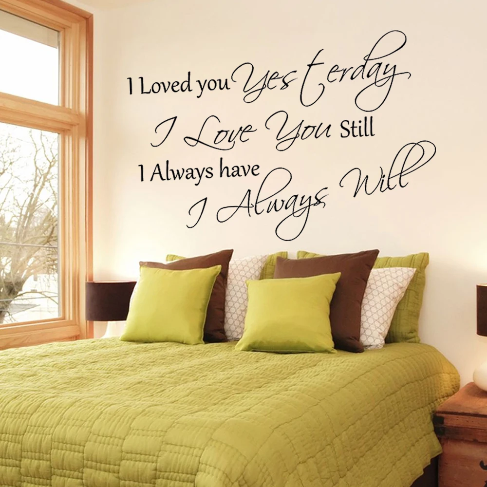 I Love You I Always Will Romantic Wall Stickers Quotes Vinyl Letterings & Sayings Wall Decals Black 40" x 56" L in Wall Stickers from Home & Garden on