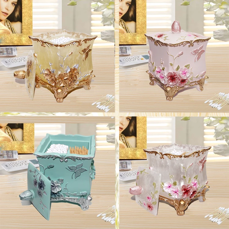 

Resin Toothpick Holder Cotton storage box With Lid Toothpick box Covered Toothpick Cans Cotton swab box Home Hotel Accessories