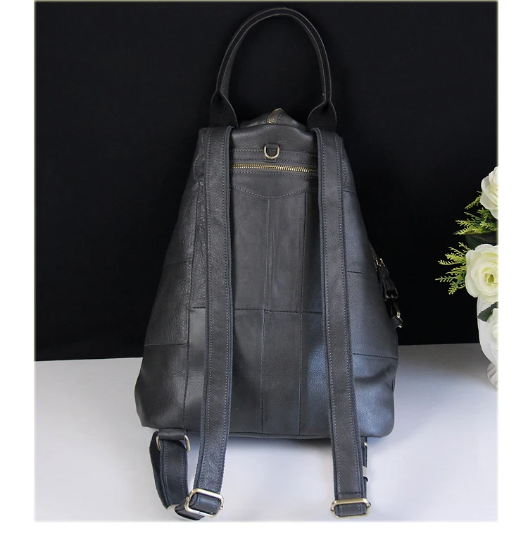 Рюкзак из натуральной кожи женский модный Повседневный Рюкзак трендовая кожаная сумка большой рюкзак Размер 40*37 см черный