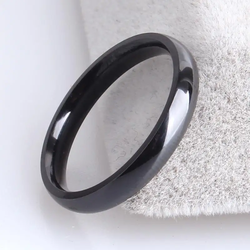 

free shipping 3mm black smooth inner sphere 316L Stainless Steel wedding rings for women wholesale