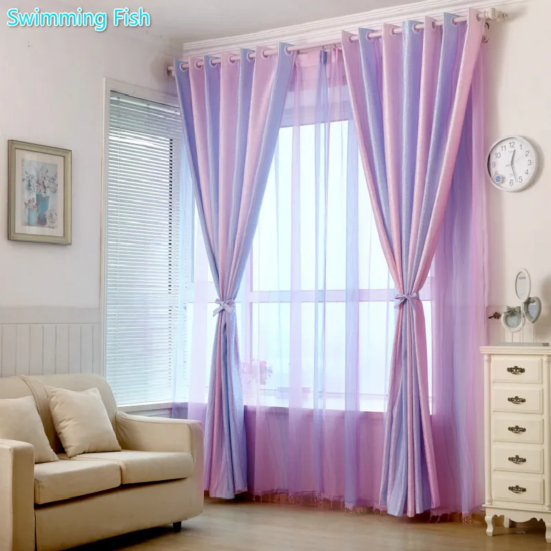 

Purple/Green Window Curtain Drape Sheer Tulle Blinds Curtains for Children Bedroom Living Room Window Treatment Customized