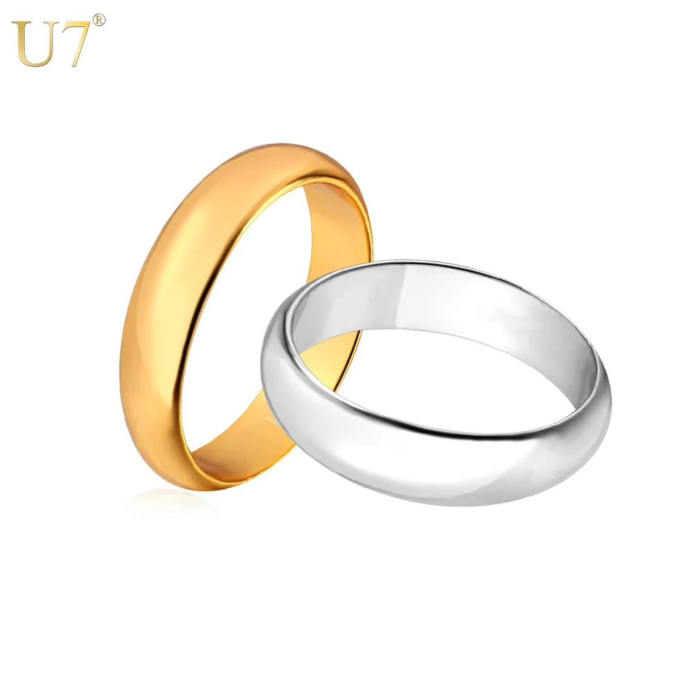 

U7 Silver/Gold Color Rings High Quality Women/Men Jewelry Wholesale Classic 3mm Wedding Band Ring R302