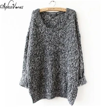 2016 Winter Women Wool Knitted Sweater Batwing Sleeve Tops Pullover Coat Loose Outwear Plus Size 5