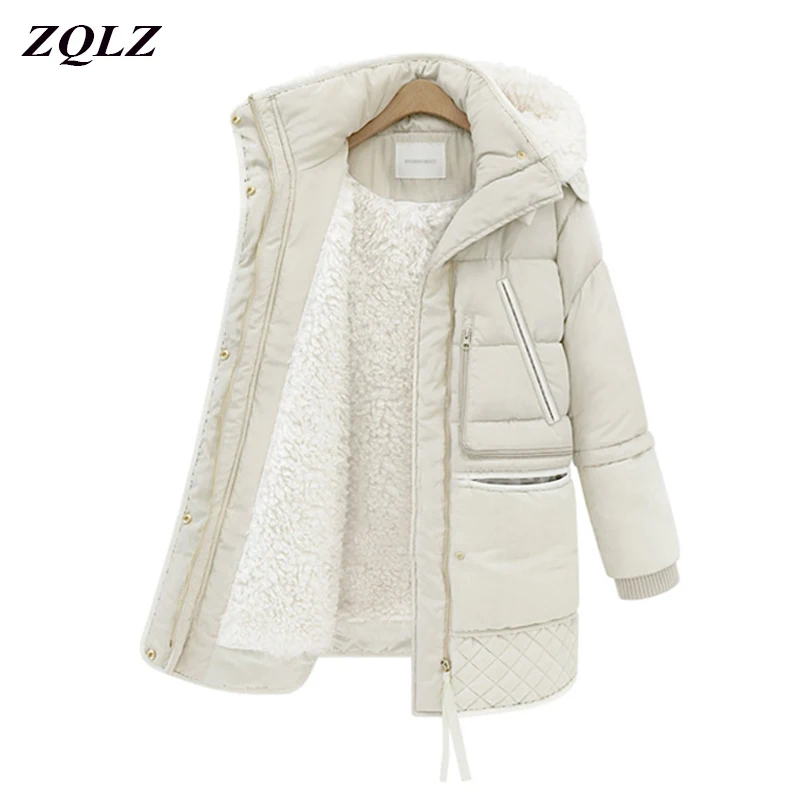 Zqlz Winter Jacket Hooded Parka Women Plus Size Slim Thick